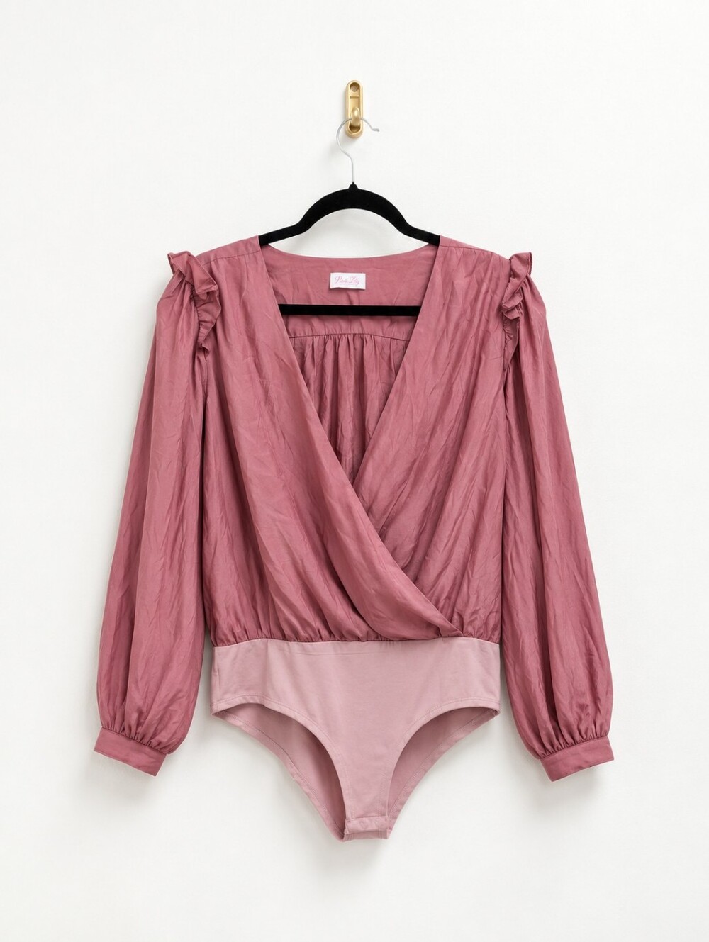 Pink Lily Long-Sleeve V-Neck Bodysuit